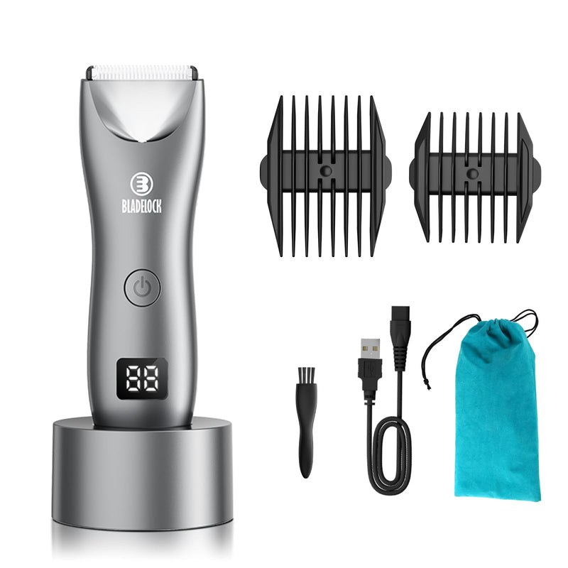 ENSSU intimate razor for men, electric body hair trimmer for men with extra skin-friendly ceramic blade, body razor with LED light & charging station, rechargeable pubic hair trimmer for men, waterproof green - NewNest Australia