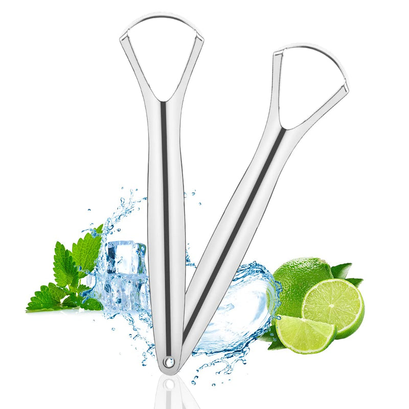 Acwoo Tongue Cleaner Stainless Steel, Pack Of 2 Tongue Scrapers, Toungescraper With Handles For Adults Oral Care, Tongue Scraper Probadent Against Bad Breath Tongue Brush Heals Bad Breath (Silver) Silver - NewNest Australia
