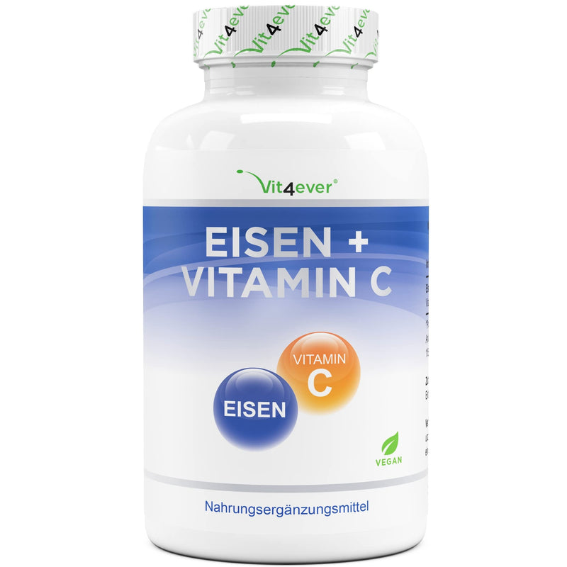 Iron - 365 tablets with 40 mg of pure iron + natural vitamin C - Premium raw material: iron bisglycinate (iron chelate) - high dose - vegan - laboratory tested - NewNest Australia
