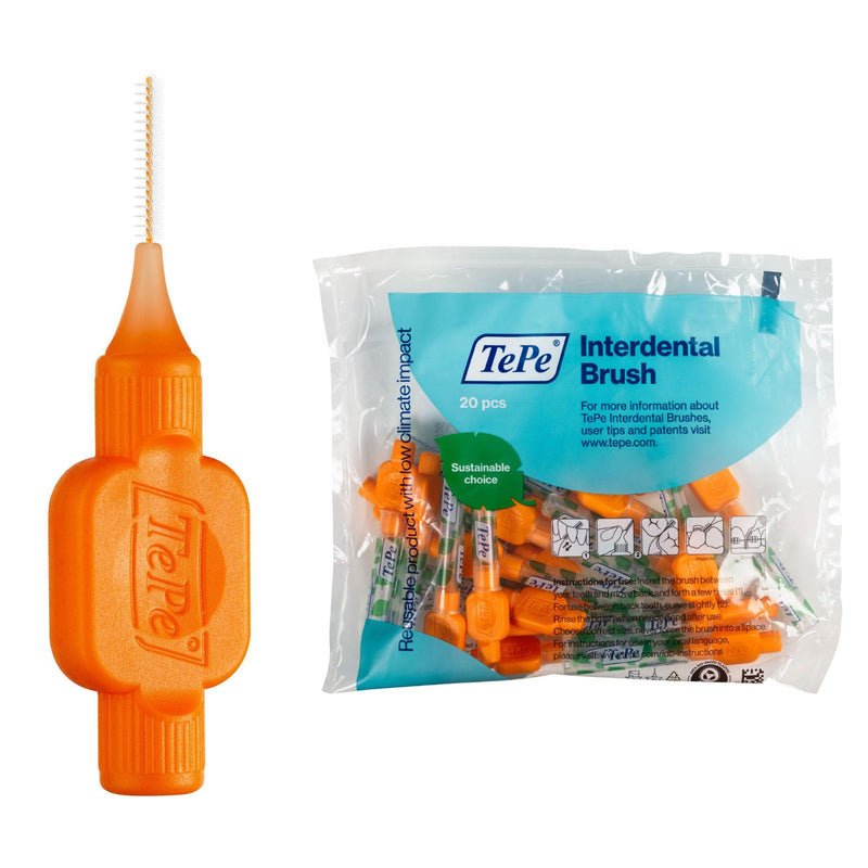 TePe interdental brush orange (ISO size 1: 0.45 mm) / 1 x 20 pieces / For easy and thorough cleaning of the spaces between teeth - NewNest Australia
