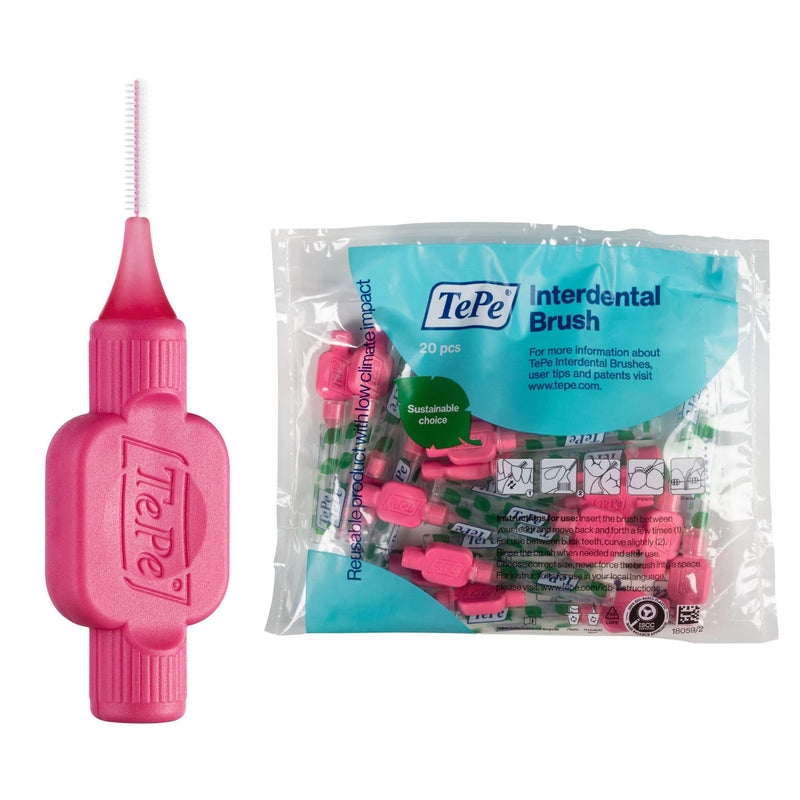 TePe interdental brush pink (ISO size 0: 0.4 mm) / 1 x 20 pieces / For easy and thorough cleaning of the spaces between teeth - NewNest Australia