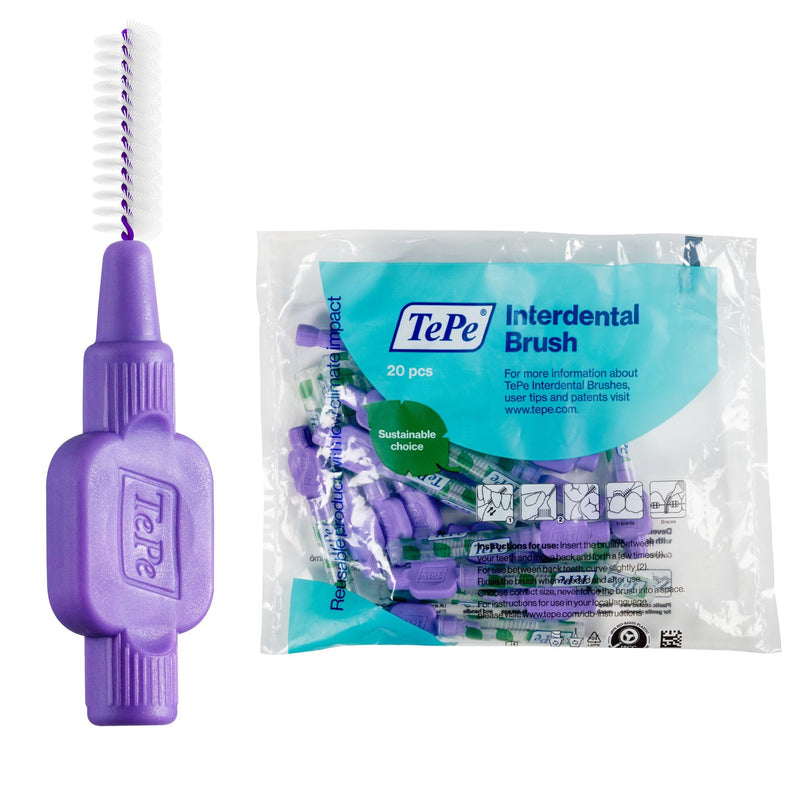 TePe interdental brush purple (ISO size 6: 1.1 mm) / 1 x 20 pieces / For easy and thorough cleaning of the spaces between teeth - NewNest Australia