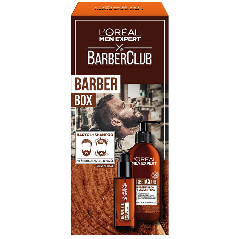 L'Oréal Men Expert Beard Care Set for Men with Beard Shampoo and Beard Oil, With Cedarwood Essential Oil, Men's Gift Set, Barber Club Set, 1 x 200 ml, 1 x 30 ml New Set - NewNest Australia