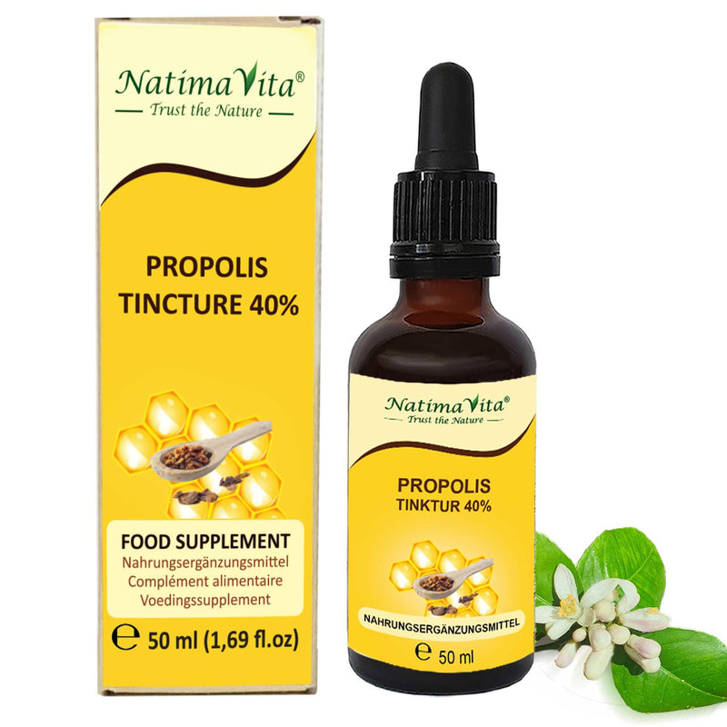 Propolis tincture 40% - 50 ml - Pure high-dose propolis drops - 100% natural - Propolis extract - Practical pipette - Easy dosage - NatimaVita 50.00 ml (pack of 1) - NewNest Australia