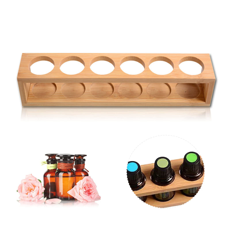 Wishesmar 6 Slots Bamboo Essential Oil Holder Shelf - Holds 15Ml 20Ml 30Ml Essential Oil Bottles - Storage Stand Rack Organizer For Essential Oils And Fragrance Oils #D - NewNest Australia