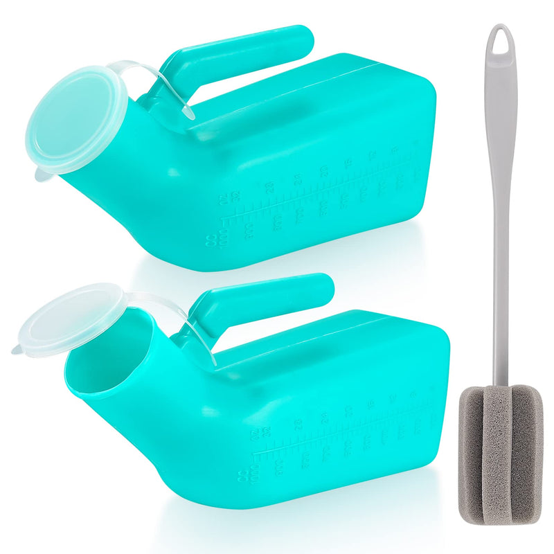 2 Pcs 1000Ml Urine Bottles For Men, Portable Men Urinal Bottle Bed Bottle For Male Urine Catcher Bottle With Screw Cap For Travel Emergency Bed Camping With 1 X Cleaning Brush - NewNest Australia