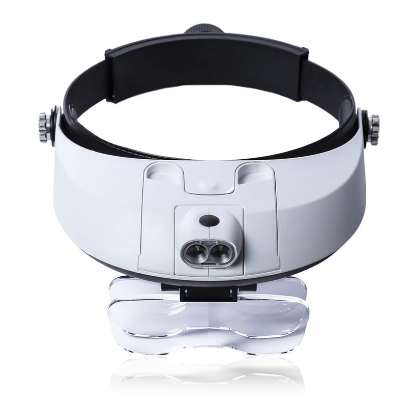 Meichoon Magnifying Glasses Head Mount Magnifier Double Led Lights 1 X 1.5 X 2 X 2.5 X 3.5 X 5 Lenses Magnifier With Batteries For Reading Maintenance Inspection Welding Embroidery Uc41 - NewNest Australia