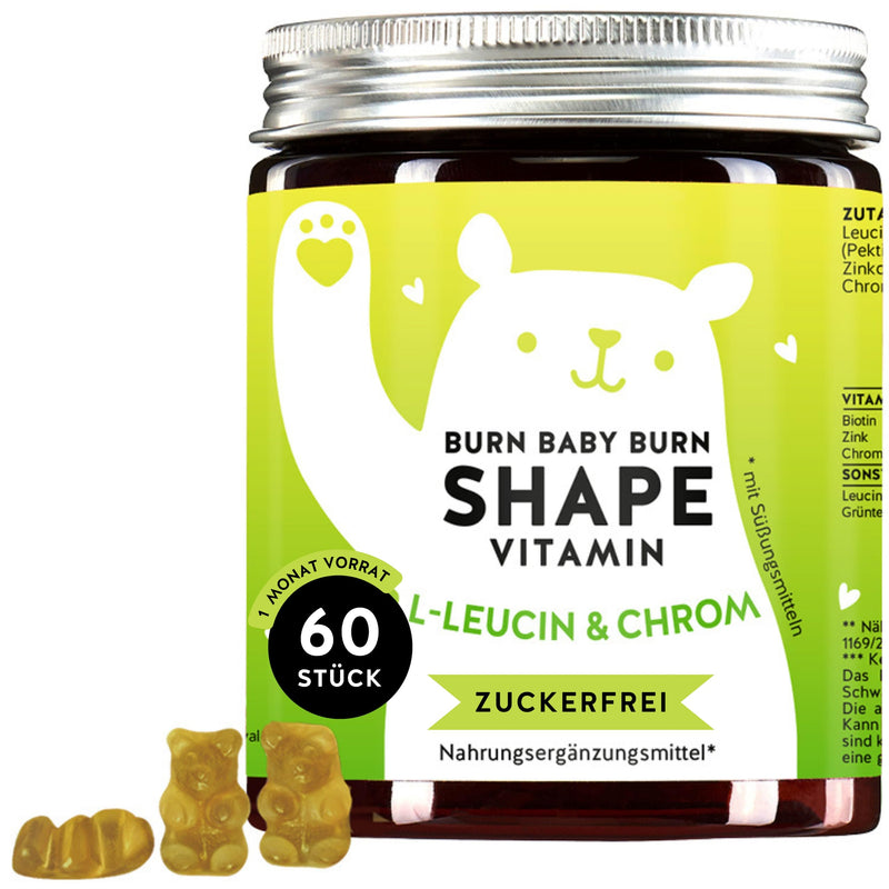 For fat metabolism and fat burning - support in losing weight - with chromium, biotin, zinc, L-leucine - monthly supply - Bears with Benefits Burn Baby Burn Shape Vitamin, rubber - NewNest Australia