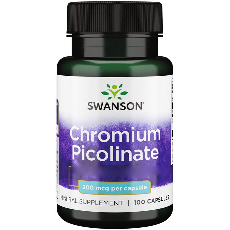 Swanson Chromium Picolinate (Chromium Picolinate), 200mcg, high dosage, 100 capsules, high dosage, laboratory tested, soy-free, gluten-free, non-GMO - NewNest Australia