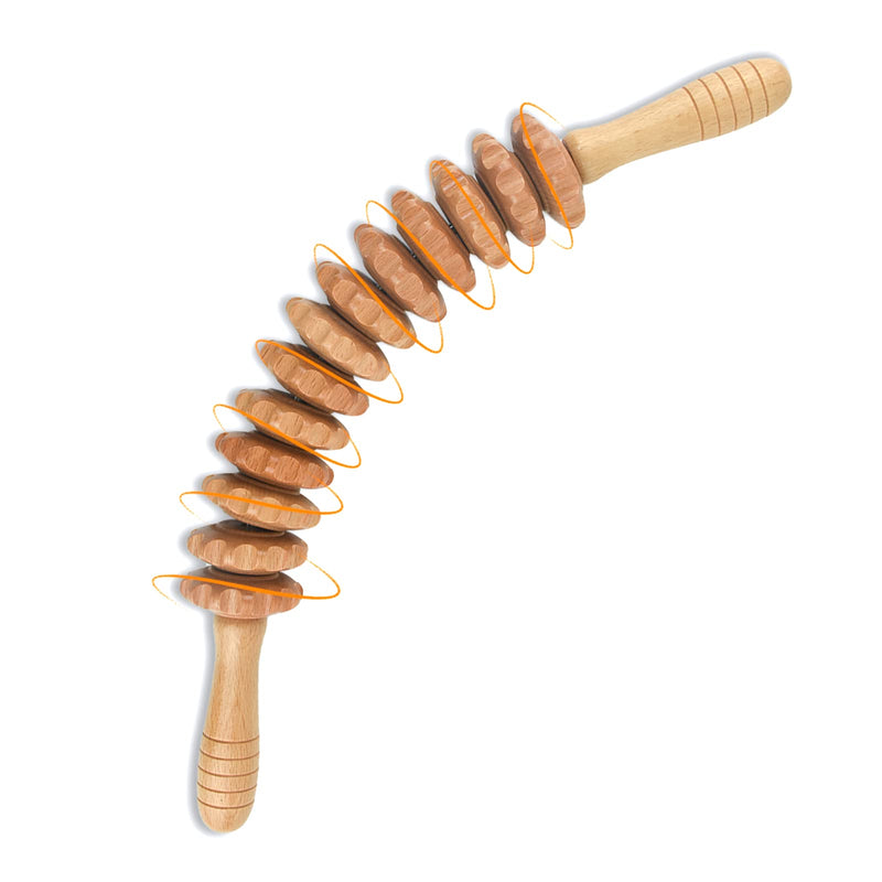 Coriver Massage Roller With Handle, 42.5 Cm Massager Fascia Roller Wood, Anti Cellulite Massager Maderotherapy Set Massage Roller For Lymphatic Drainage Legs Neck Back Body - NewNest Australia