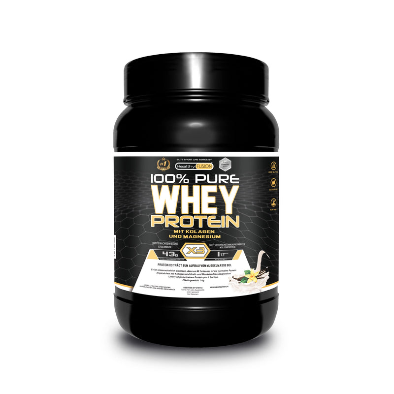 Healthy Fusion Whey Protein, Pure Whey Protein With Collagen + Magnesium, Strengthens And Builds Muscle Mass, Improves Your Training, 1000 G Protein (Vanilla) - NewNest Australia