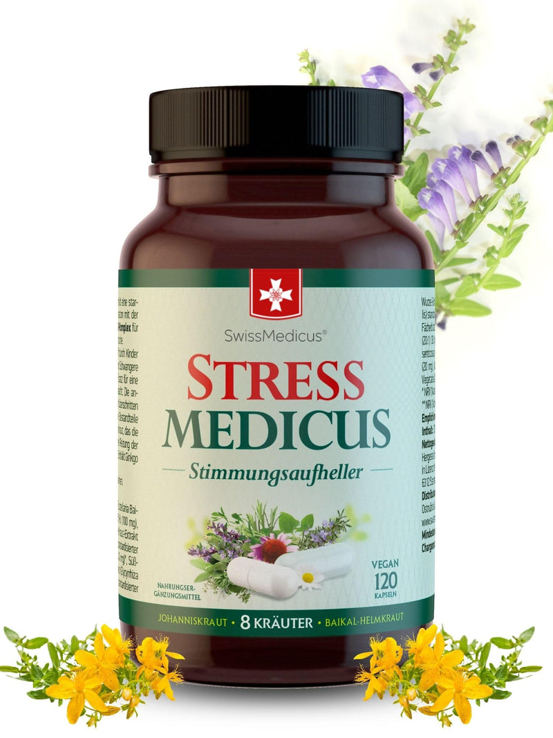 Swissmedicus Stressmedicus - Mood Brightener - Natural Herbal Supplement For Better Mental Health With St. John'S Wort & Baikal Skullwort, 120 Vegan Capsules - NewNest Australia