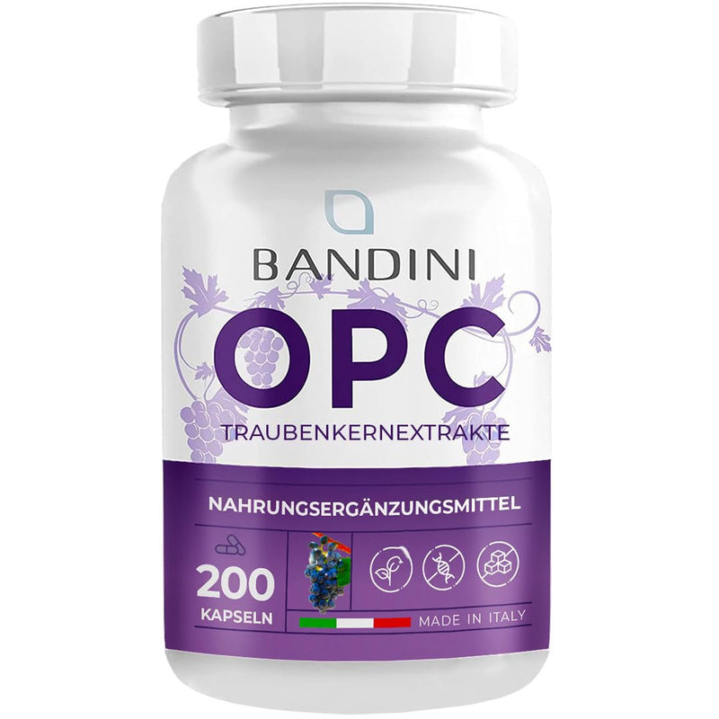 Bandini Opc Grape Seed Extract 1000Mg (Per Daily Dose) - 200 High-Dose Vegan Capsules - Pure European Grape Opc (95%) + Vitamin C - Laboratory Tested - Natural Antioxidant For The Circulation - NewNest Australia