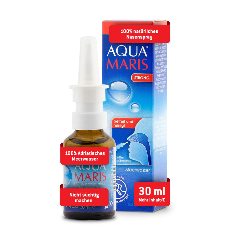 Aqua Maris Strong 30 ml, 100% natural sea water decongestant nasal spray I relief from stuffy nose I adults, children, pregnant women and breastfeeding mothers - NewNest Australia