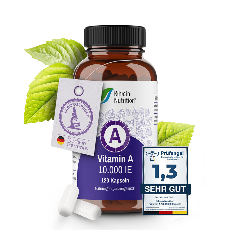Vitamin A High Dose 10000 IU - 120 Capsules 4 Months Supply - Eye Vitamins Retinol - Vegan & Made in Germany Without Additives - Rhein Nutrition - NewNest Australia