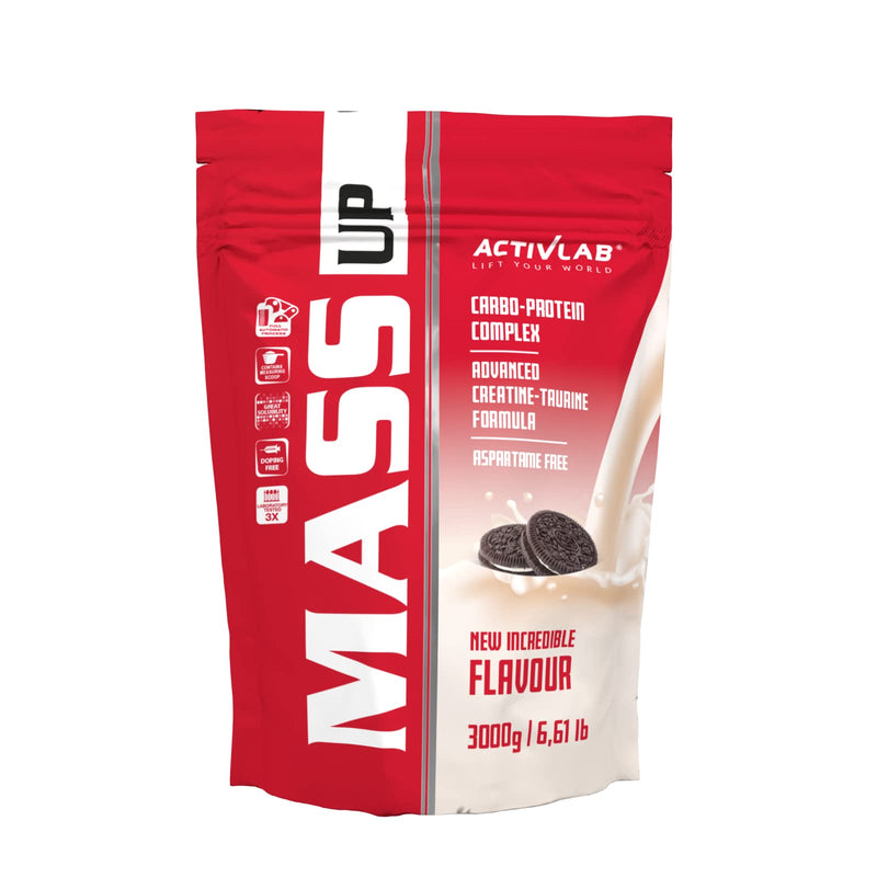 Activlab MASS UP 3kg - High-calorie weight gainer protein powder with whey protein, creatine and taurine - cookie flavor for building muscle mass and strength - massive mass gainer for strength cookies 30 servings (pack of 1) - NewNest Australia