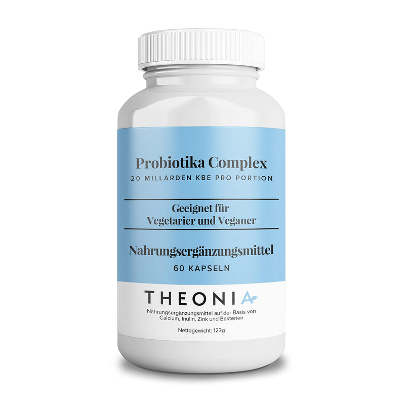 Theonia Probiotic Complex Supplement, 7 Highly Effective Bacterial Strains With 20 Billion Cleansing Immune Function, Digestion, Skin Health - 60 Vegan Capsules - NewNest Australia