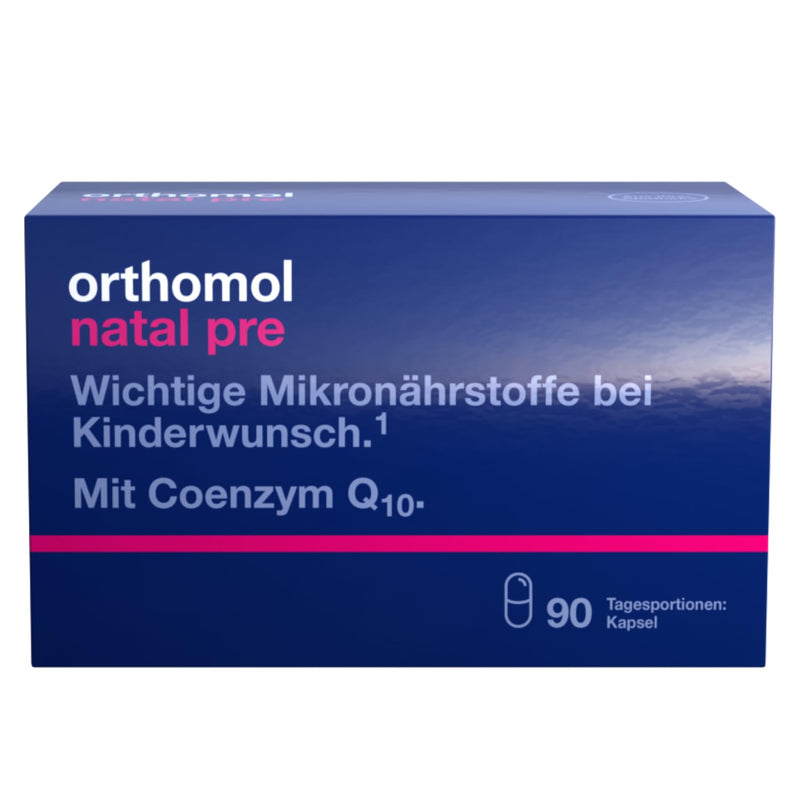 Orthomol Natal pre for women who want to have children - with vitamin B12, folic acid and zinc - support fertility - capsules of 90 x daily portions - NewNest Australia