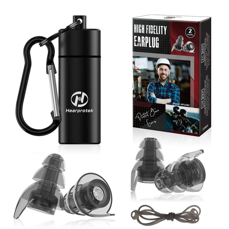 Noise Reduction Earplugs, 2 Pairs Reusable High Fidelity Concert Earplugs With Cord, Hearing Protection For Motorcycle, Work, Construction, Rave, Party, Airplane, Travel (26Db) - NewNest Australia