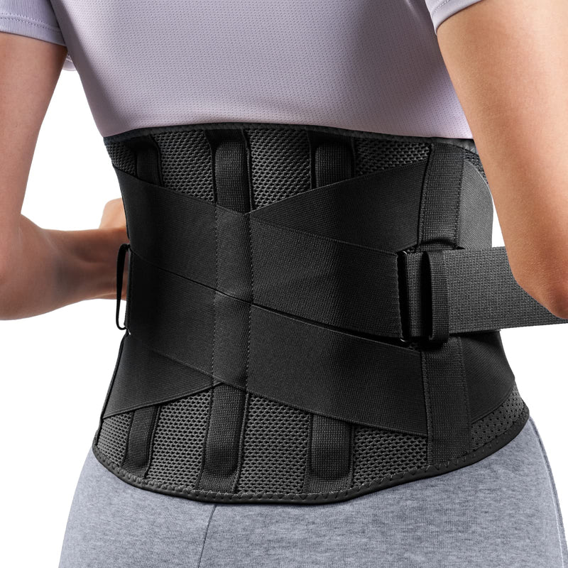 FREETOO Back Brace for Men and Women, Breathable Back Support Belt, Back Strap with 5 Stays for Sports, M (Waist: 90-105 cm) Black - NewNest Australia