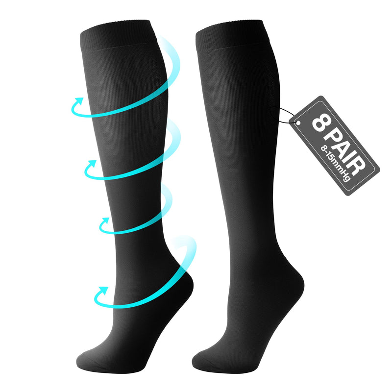 Cambivo 8 Pairs Of Compression Stockings For Men And Women, Support Stockings, Compression Socks 8-15 Mmhg For Recovery, Running, Flight, Work, Compression Socks For Daily Wear - NewNest Australia
