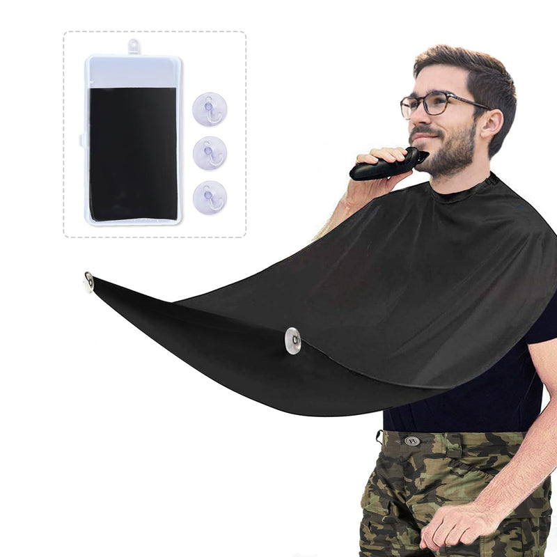Beard Apron, Beard Bib for Shaving Haircut, Non-Stick Hair Catcher Grooming Cloth with 2 Suction Cups, Gifts for Men Black - NewNest Australia