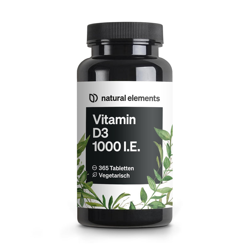 Vitamin D3 1000 IU - 365 tablets per year - Vitamin D for bones and immune system - high dosage, without unnecessary additives - produced in Germany & laboratory tested - NewNest Australia