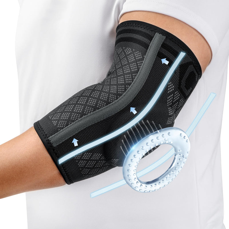 CAMBIVO 2x elbow bandage for men and women, tennis elbow bandage with gel padding and side stabilizers, elbow bandage for pain relief for tennis elbow, golfer's elbow, tendonitis L black - NewNest Australia
