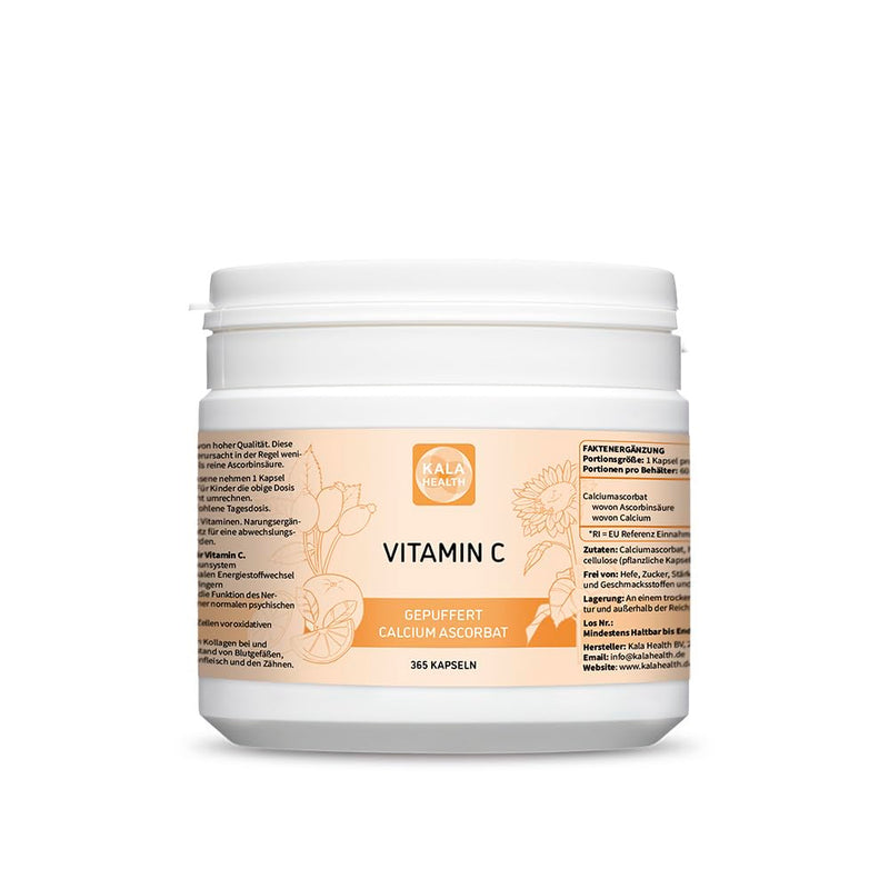 Kala Health Vitamin C 365 Capsules X 1000 Mg Per Capsules - High-Dose Buffered Vegan Capsules - Ph Neutral - From Vegetable Fermentation - Laboratory Tested - - NewNest Australia