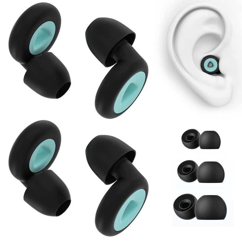 Samsyoki 2 Pairs Of Ear Plugs For Sleeping, Soft Silicone Ear Protection, Replacement Ear Plugs In S/M/L With Box, Ear Plugs For Sleeping, Snoring, Work, Swimming (Black + Green) - NewNest Australia