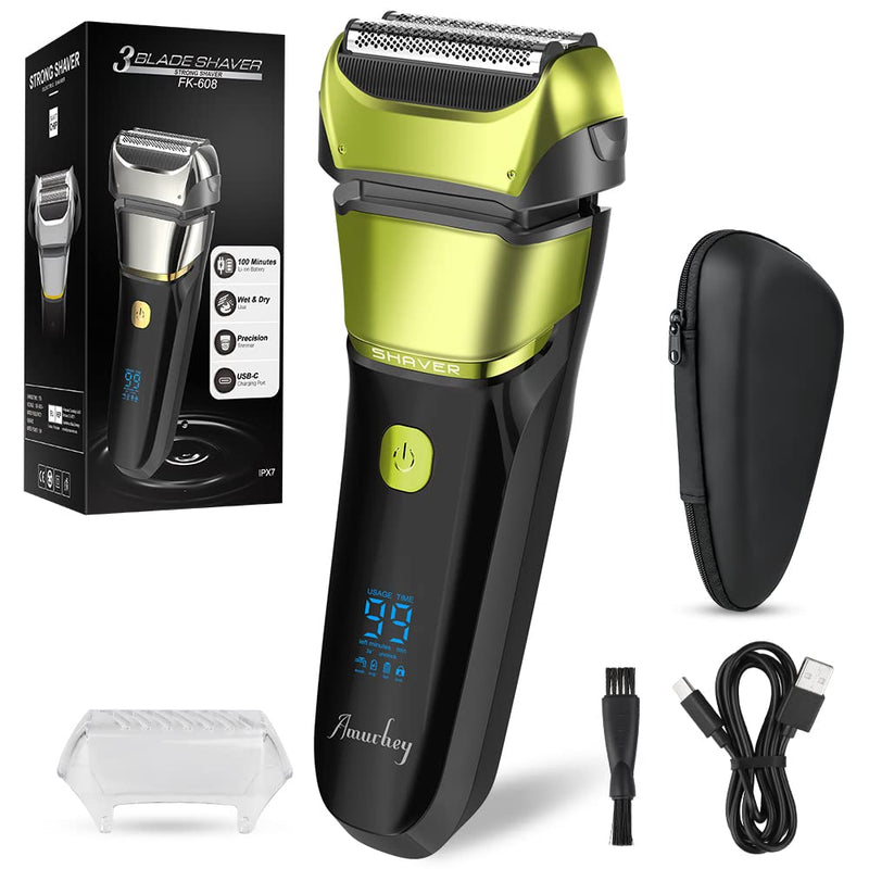 Men'S Electric Shaver & Trimmer With 3 Flexible Blades, Rechargeable & Wireless Electric Shaver With Travel Case, Wet & Dry Shaver, 100 Minutes Runtime, Gift Man - NewNest Australia