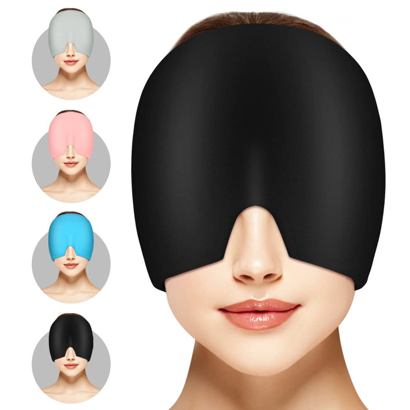 ACWOO Gel Cooling Hat Migraine Headache Relief Stretchy Headache Hat Cold Therapy Cap Sleep Mask, Heady Mask for Puffy Eyes Stress Relief (Black) Black - NewNest Australia