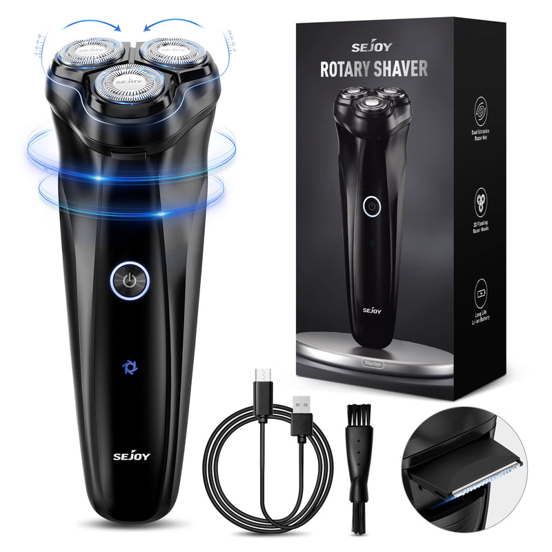 3D Electric Shaver Rotation Shaver, Electric Shaver For Men, Rechargeable Electric Shaver, With Pop-Up Trimmer, 1 Hour Fast Charging, 90 Minutes Shaving, 3D Floating Head, Lcd Power Indicator - NewNest Australia