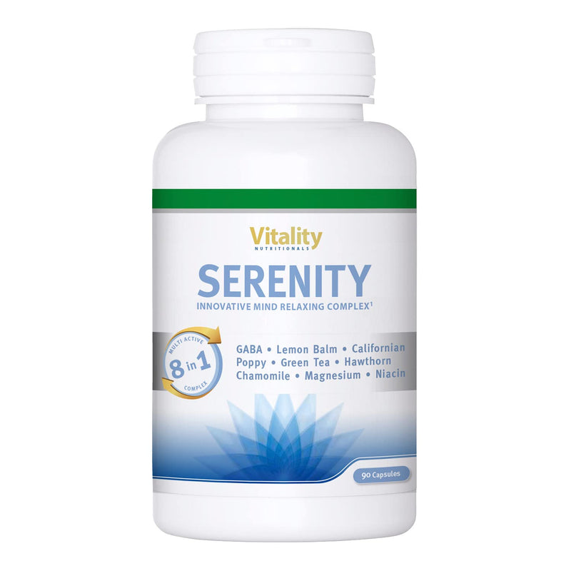 Serenity, Mind Relaxing Complex. Innovative Gaba Capsules With High Doses, Lemon Balm Extract, Vitamins. (90 Capsules). Balance, Calm, Mental Strength. Vitality Nutritionals By Vitaminexpress - NewNest Australia
