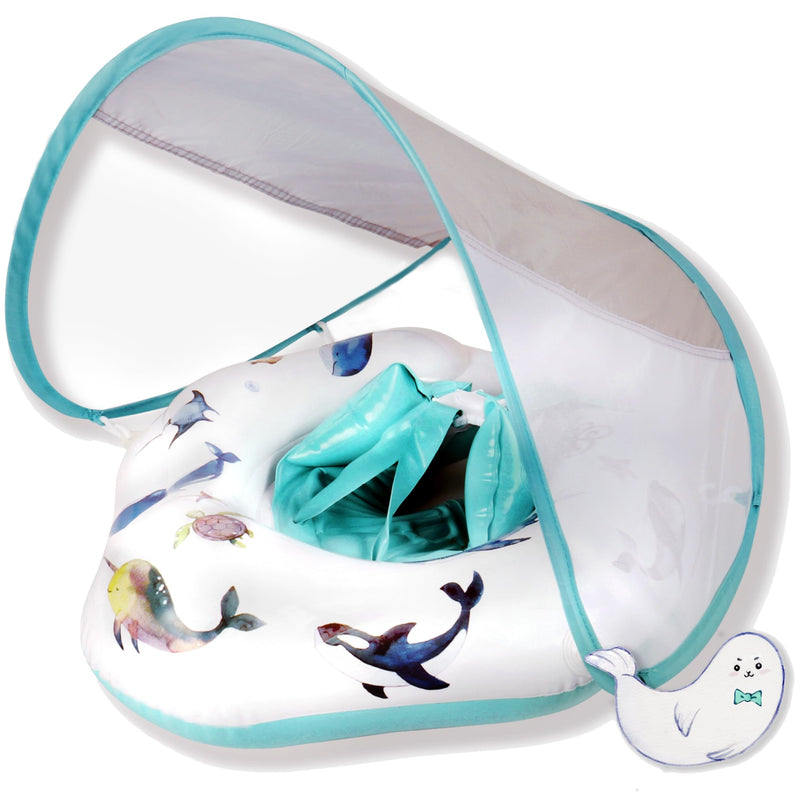Edwekin Unique Baby Swimming Ring With Hand-Painted Motifs | Innovative Baby Swimming Aid With Sun Protection Canopy Upf50+ | Children'S Swimming Rings | Baby Float For 6 Months To 3 Years Robi - NewNest Australia