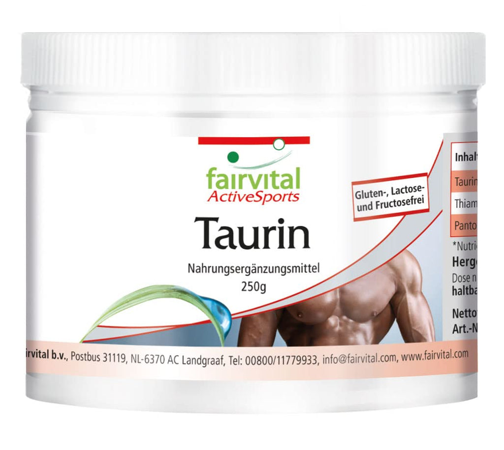 Fairvital Taurine 250 G Powder, Extra High Dose, With Thiamine And Pantothenic Acid, Pure, Without Additives, 100% Vegan, For 4.5 Months, Quality Tested, Made In Germany - NewNest Australia