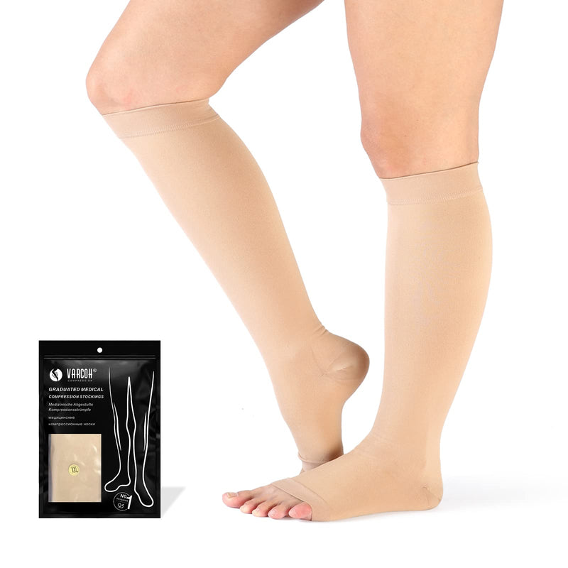 Varcoh Compression Stockings Women'S Wide Plus Size (S-4Xl) Compression Stockings Men, Knee High, Open Toe, Class 2 - Extra Large Sizes For Optimal Fit And Comfort For Varicose Veins - NewNest Australia