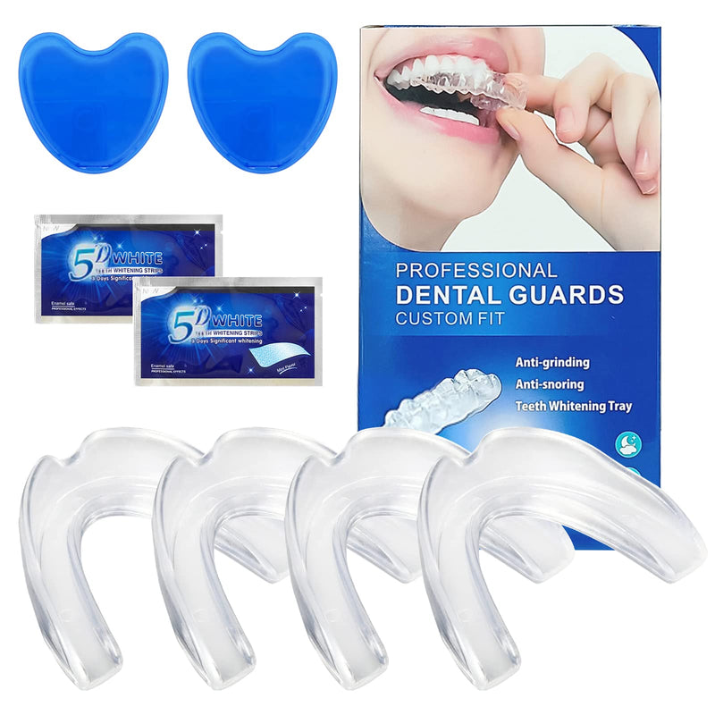 Pack Of 4 Dental Splints, Grinding Splint For Night, Comfortable Dental Splint, Mouth Guard For Teeth Grinding, Bite Splint For The Night, 2 White Whitening Strips, With 2 Storage Boxes - NewNest Australia