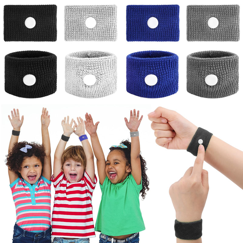 4 Pairs Of Acupressure Bracelets, Anti Nausea Bracelets, Acupressure Bracelets For Pregnancy Nausea, Seasickness, Travel Sickness For Children Adults - Black, Grey, Blue, White - NewNest Australia