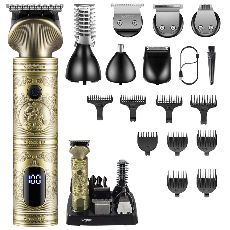 VGR Beard Trimmer for Men, Professional Men's Beard Grooming Kit, Electric Razor, Cordless Hair Clipper, Trimmer for Face, Body, Nose, Gifts for Men, 7 in 1 - NewNest Australia