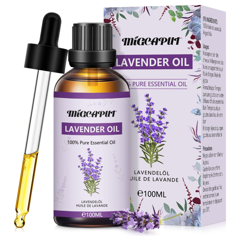 Migcaput Essential Oils Lavender Oil 100 Ml, 100% Pure Natural Essential Oils, Premium Quality Aromatherapy Essential Oil, Fragrance Oils For Diffuser, Humidifier, Relaxing, Massage, Bath - NewNest Australia