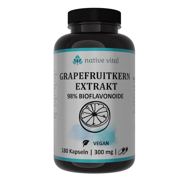 Grapefruit seed extract - IMPORTANT: 98% (300mg) bioflavonoids per daily dose - 180 capsules - Made in Germany - Vegan - Premium quality - NewNest Australia