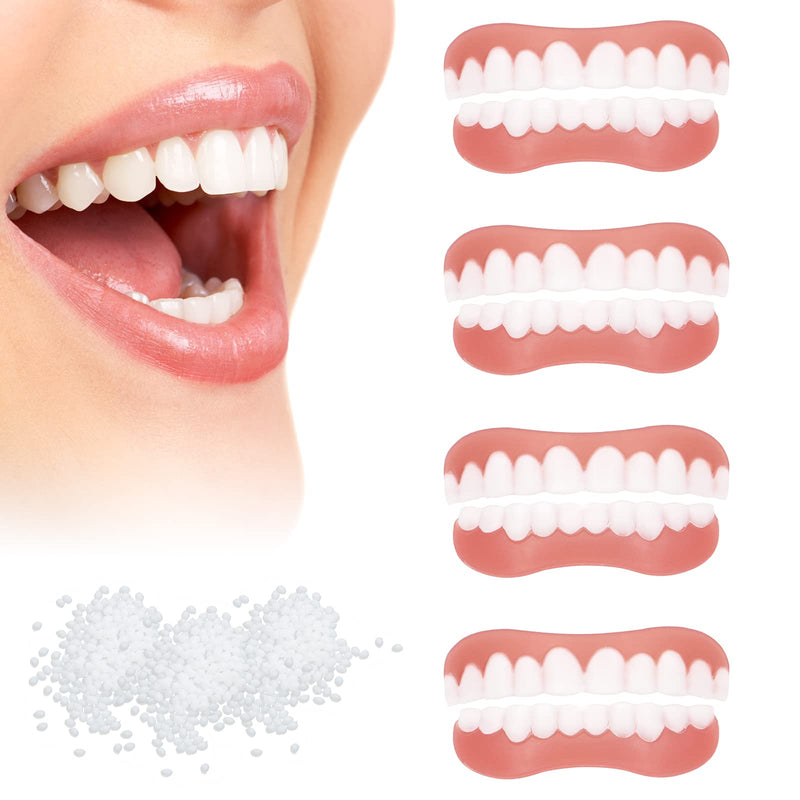 SPOKKI 4 pairs of fake teeth, false teeth veneers, cosmetic tooth cover, dentures, artificial, temporary teeth, temporary dentures for women and men - NewNest Australia
