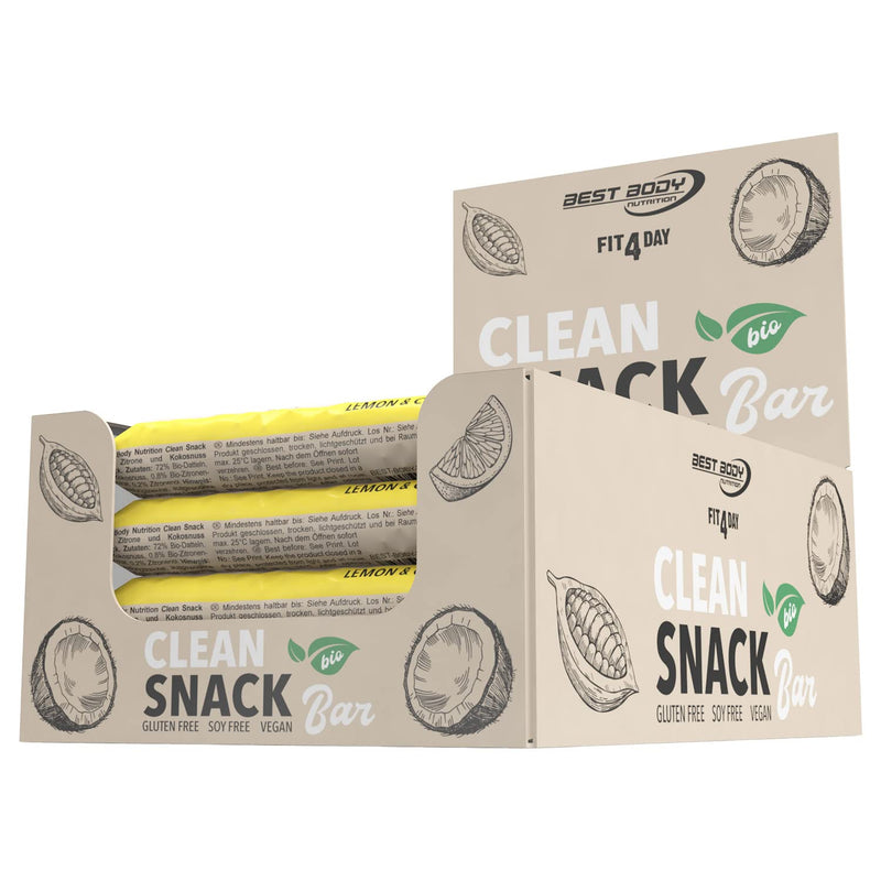 Best Body Nutrition - Bio Clean Snack Bar Organic Energy Bar With Dates From Organic Agriculture - Gluten Free, Vegan & No Additives - Lemon & Coconut Flavor - 20 X 50 G Bars - NewNest Australia