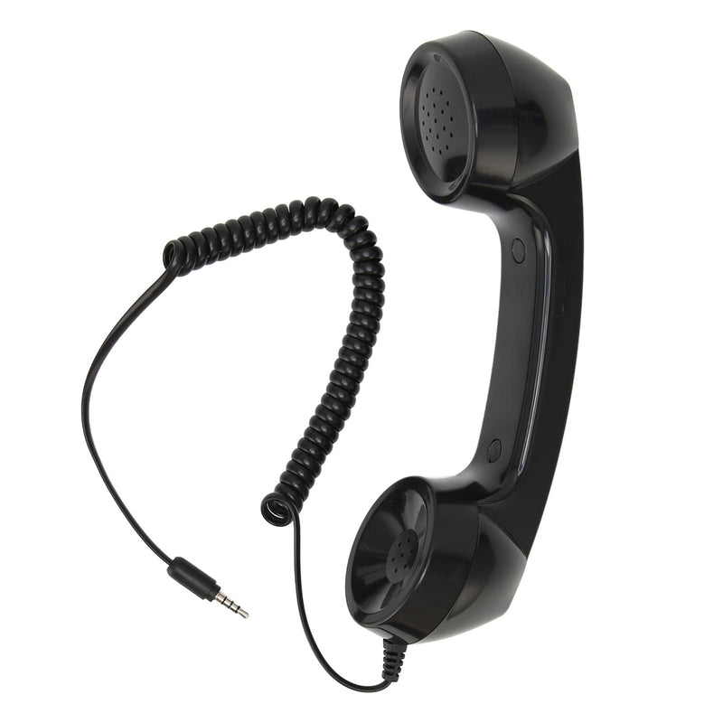 Retro 3.5mm Telephone Handset, Multifunctional Radiation-free Handheld Telephone Receiver, One-touch Operation for Mobile Phone Computer (Black) Black - NewNest Australia