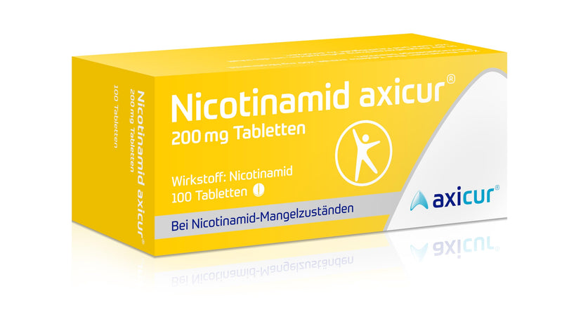 Nicotinamide axicur 200 mg tablets, nicotinamide (niacin, vitamin B3) for the treatment of clinical nicotinamide deficiency states in the event of malnutrition and increased need, 100 pieces 100 pieces - NewNest Australia