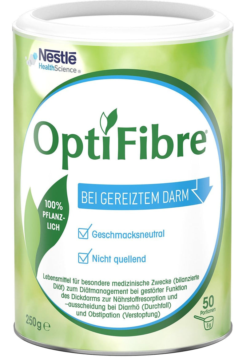 OptiFibre 250g can of soluble fiber for irritated intestines, can restore the intestinal flora and normalize nutrient absorption. 100% plant-based, neutral in taste, easily soluble without swelling - NewNest Australia