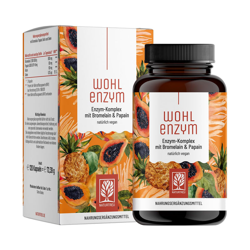 Welfenzyme Enzyme Complex With 800 Mg Bromelain (5000 Fip), Papain, Rutin, Pineapple & Papaya Enzyme Vegan, Immune System, Support, 120 Capsules Gastric Juice-Resistant Naturtreu - NewNest Australia