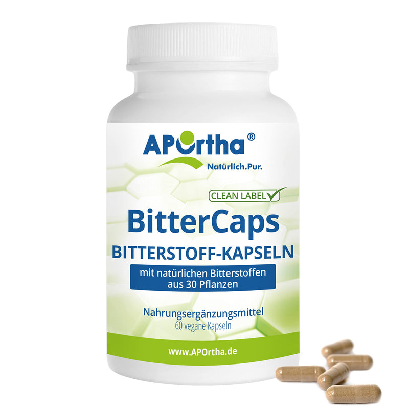 Aportha Bittercaps Bitter Substance Capsules, 60 Vegan Capsules, Made From 30 Plant Substances, No Bitter Taste, Alcohol-Free, Vegan, Gluten Free, Lactose Free, Allergy Free - NewNest Australia