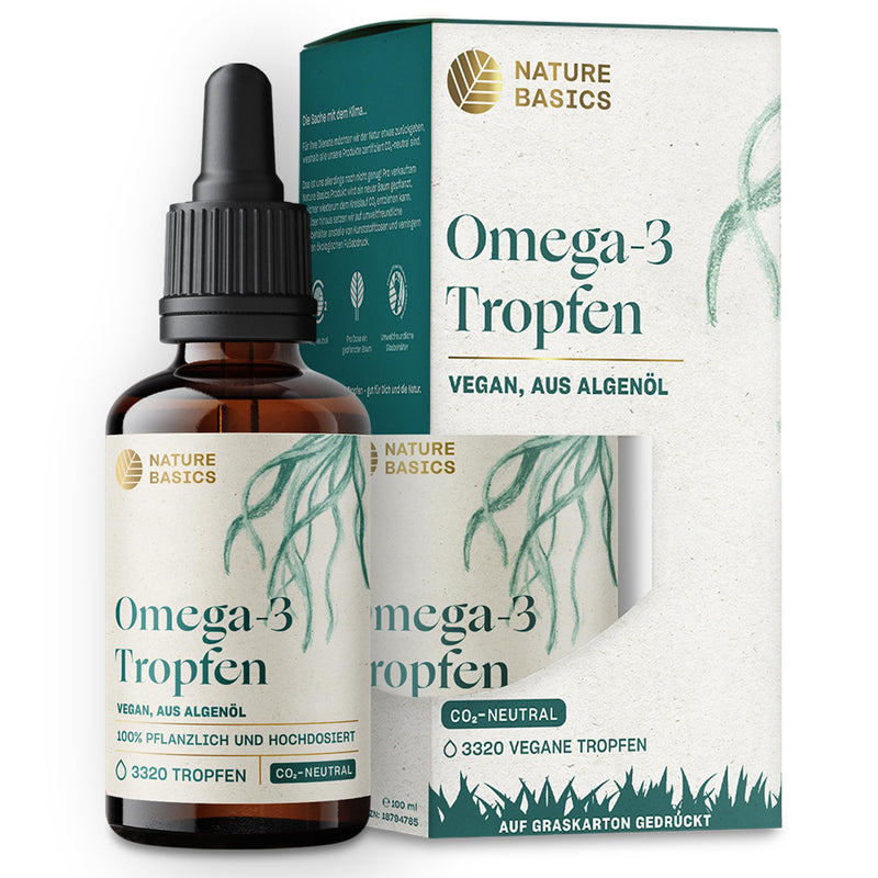 Vegan Omega 3 algae oil - 100 ml drops high dosage / 1158 mg DHA & 579 mg EPA/citrus aroma/high-quality obtained from algae/certified & sustainable 100 ml drops - NewNest Australia